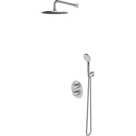 OMNIRES Y - Conjunto de ducha con termostato empotrado, con cuerpo, diámetro 25 cm, 5 chorros, níquel SYSYT05NI (1/2)