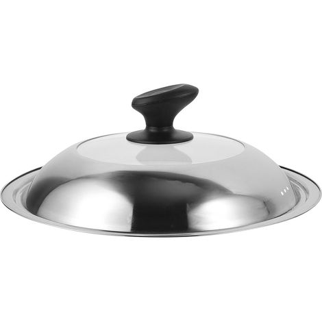 Couvercle de casserole en inox et verre de 28 cm avec bouton en plastique, couvercle de casserole en métal épais pour la cuisine maison (1/5)