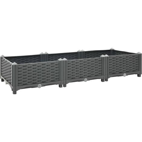 Fioriera rialzata per piante e fiori giardino 120 x 40 x 23 cm polipropilene grigio scuro 020000902