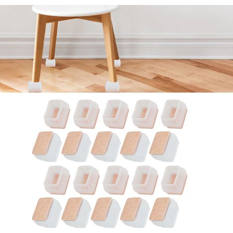 20 pièces/vente de couvre-pieds de chaise, épais, résistants à l'usure, silencieux, couvre-pieds de table et de chaise, patins de tabouret en feutre, rectangulaires, grande taille. (1/5)