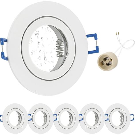 4x Spot LED Encastrable IP65 Cadre Avec Douille GU10, Spots de plafond en Fer Nickel brossé, Rond plat Spots Salle de bain spot cadre d'encastrement 68mm pour extérieur- intérie (1/5)