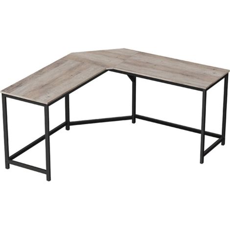 Bureau d’angle 149 x 149 x 76 cm table en forme de L pour travailler et réviser bureau à domicile gain d'espace montage facile style industriel grège et noir (1/2)