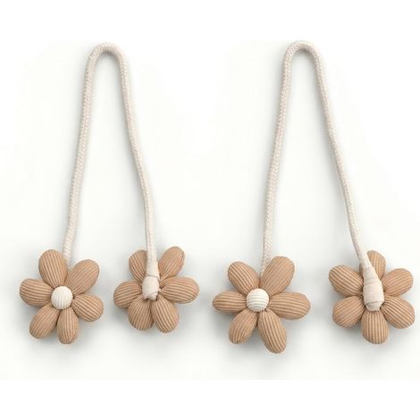 2 Pièces Embrasse rideau, design floral, coton, longueur réglable, pour salon, bureau, chambre