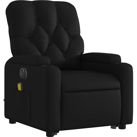 Poltrona relax con funzione massaggio e funzione sollevamento elettrico reclinabile in PVC nero DEC027809