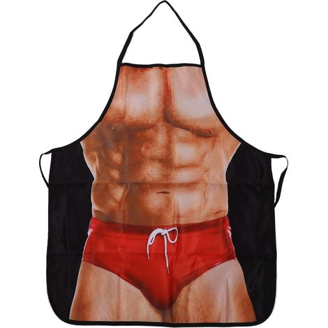 Tablier de cuisine drôle avec motif musculaire pour hommes et femmes, idéal chef, serveuse, BBQ, pâtisserie (1/5)