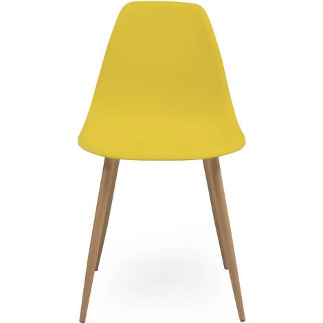 Silla de comedor CAIRO NORDIC asiento de polipropileno y patas de metal símil madera MOSTAZA 90073 (1/3)