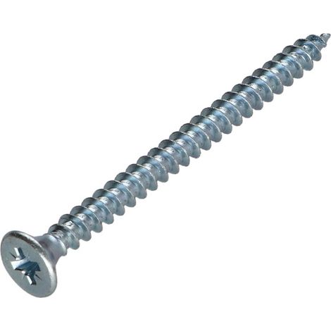 VBA Vis bois agglo Tête fraisée Pozi N°2 5X55 Filetage total Acier zingué-10 pièces (1/5)