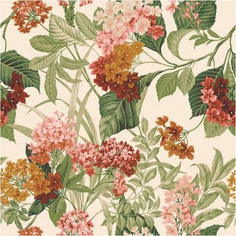 Sage/Orange Wallpaper Floral Bloom Paste the Paper 10m x 53cm Belgravia Decor (1/4)