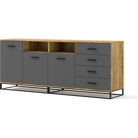 Cómoda ARSEN 3D4S 190 cm roble ahumado / grafito