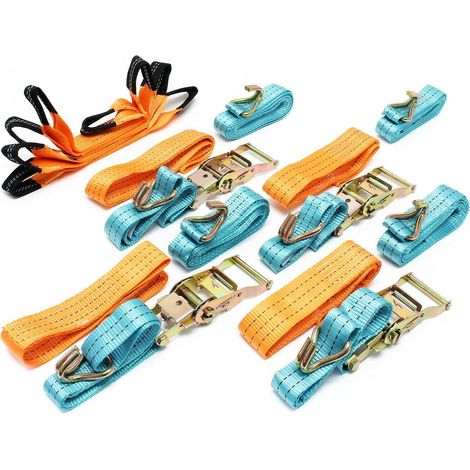 Set di 4 cinghie di ancoraggio per torre di ruote 3,5 m x 50 mm Attacco per trasporto auto da 3000 kg 160001512