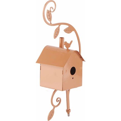Nichoir métal artistique sur tige, piquet jardin extérieur décoration, nichoir vintage avec support, boîte (1/5)