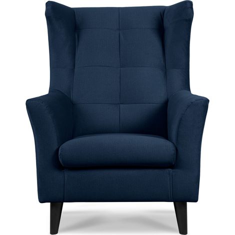 KONSIMO SALIS Bequemer Ohrensessel auf Beinen, Marineblau (1/5)