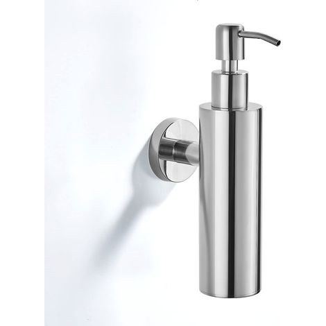 Wall-mounted bathroom soap dispenser - No drilling required - Chrome (1/5)