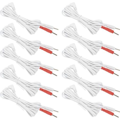 10 fils électrodes 2,35 mm 1,8 m pour appareil TENS, câbles de connexion à double broche, lot de 10 pièces (1/5)