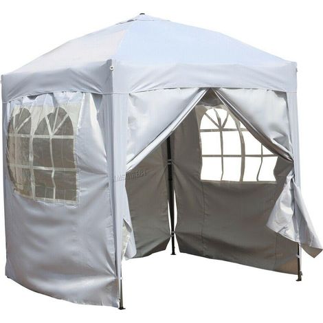 Bc-elec - 578-013 Faltbarer Gartenpavillon, Gartenpavillon, weißer Pavillon 2X2m mit 4 Seitenwänden (1/5)