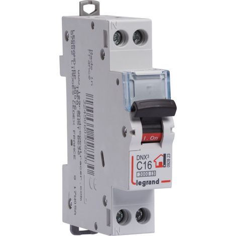 Disjoncteur dnx type c unipolaire + neutre 230 v coupure 3000 a 16A