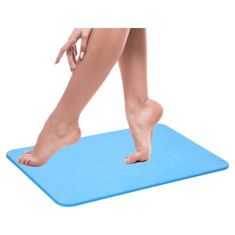 Tappetino da bagno in diatomite 60x40x0,9 cm, antibatterico, colore blu.