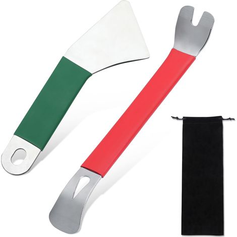 Lot de 2 outils de démontage de garnitures de voiture, outils de démontage de garnitures de voiture, outils de retrait de garnitures métalliques, barre de levier anti-rayures pour panneau de (1/5)
