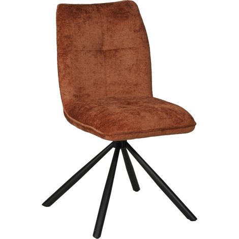 Le Quai Des Affaires – Chaise pivotante salle à manger – Tissu brun brique – Piètement métal – Hauteur assise 50 cm – Dimensions 47x58x87.5 cm (1/5)