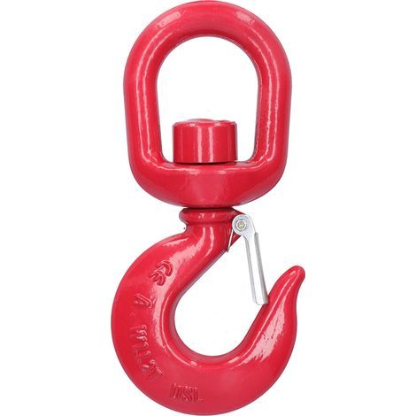2-ton swivel hook, 8-ton breaking strength, alloy steel lifting hook, industrial lifting hook, red. (1/5)