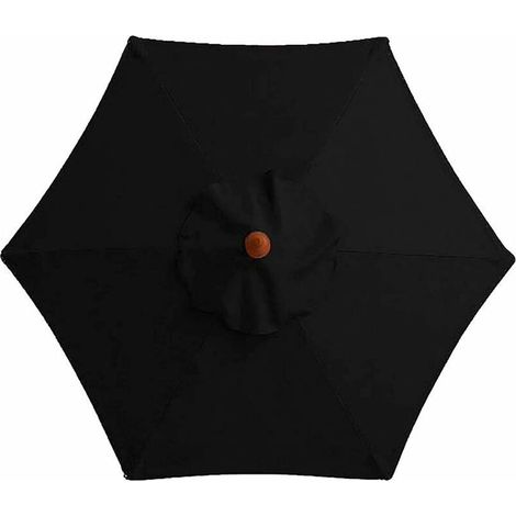Housse de rechange pour parasol, 6 baleines, 3 m, imperméable, anti-UV, toile de rechange, noire (1/5)