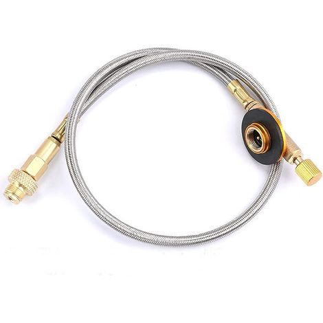 Adaptateur de réservoir de carburant pour camping et randonnée - Adaptateur de conversion pour réchaud de gaz butane (tube d'extension de réservoir de gaz plat) (1/4)