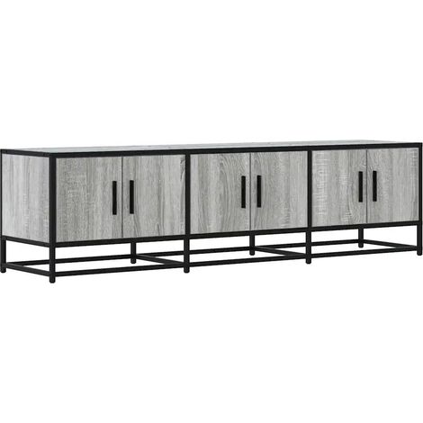 Meuble TV industriel avec grand espace de rangement 150 x 35 x 41 cm en bois d'ingénierie gris (1/5)