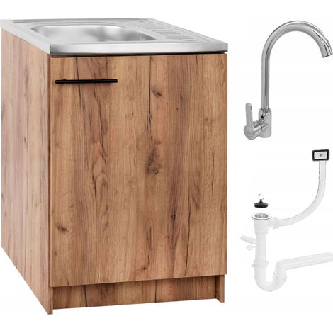 STAMAR  Küchenschrank 60 cm - Chêne doré - kompakt und elegant - mit Edelstahlspüle und Armatur