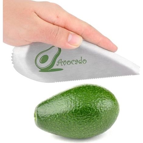 Coupe-Avocat en Acier Inoxydable 2 Pièces - Lame Ondulée (1/4)