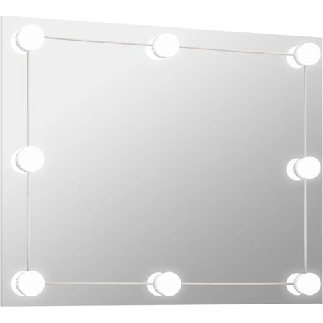 Miroir mural - Miroir de maquillage mural pour Salon,Chambre,Design Moderne sans cadre avec lampes LED Rectangulaire Verre -28657 (1/5)