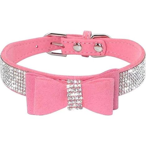 Collier pour chien en strass (rose M)-