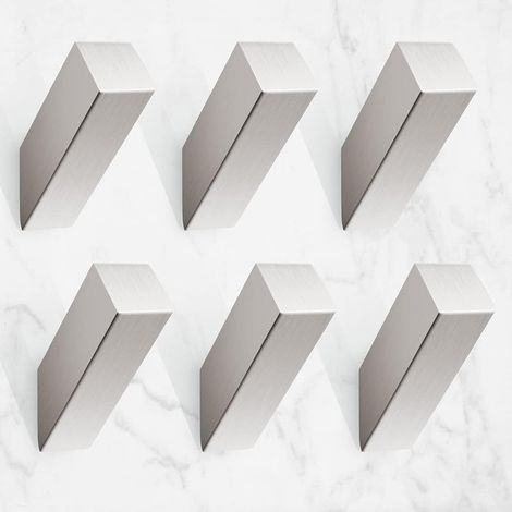 6er-Set Handtuchhaken aus gebürstetem Nickel-Edelstahl, moderne und robuste Wandhaken, silberner Bademantelhaken für Badezimmer, Wohnzimmer, Hotelstil, Wandmontage (1/5)