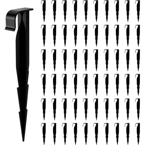 Lot de 50 piquets d'ancrage en polypropylène (PP) pour tuyaux de 1/2" OD, Jardin, pelouse, Patio, Noir (1/5)