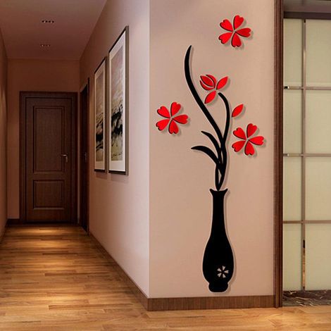 Stickers muraux 3D, Bangcool, autocollants muraux amovibles en forme de fleurs et de plantes, décoration murale artistique pour salon, chambre, salle de bain, restaurant, chambre de fille ou d'enfant (1/5)