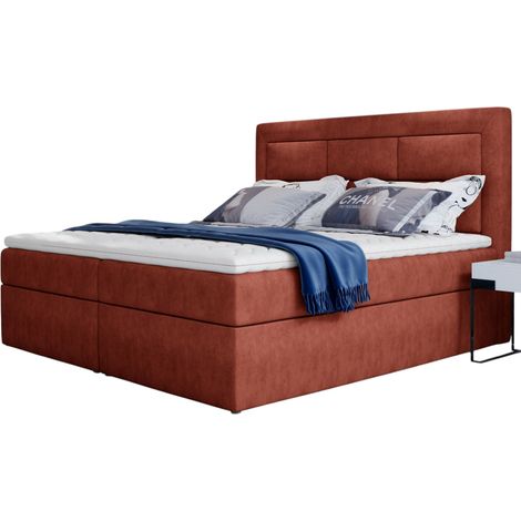 Lit continental tissu rouge tomette Balore-140x200 (1/5)