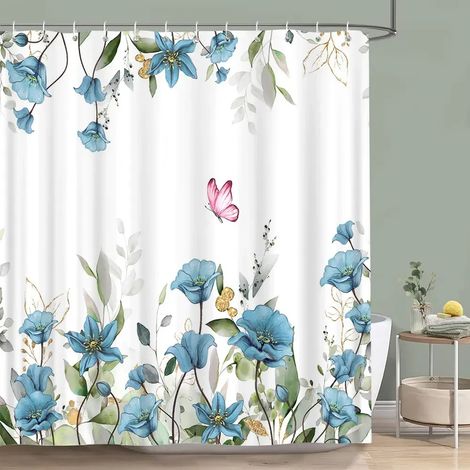 Filiyano-Rideau de douche vert sauge, motif botanique, feuilles d'eucalyptus, aquarelle, feuilles vertes, rideau de salle de bain fleuri, décoration