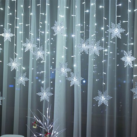 Guirlande Lumineuse Flocon De Neige - 96 LED - 4 M - IP44 - 8 Modes - Blanc Chaud Multicolore Bleu - Alimentation Secteur - 110 V (1/2)
