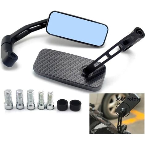 Espejo retrovisor para motocicleta, totalmente de aluminio, cristal azul, barra cuadrada curvada (estampado de serpiente) -Crezuo