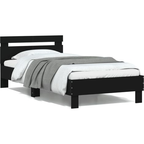 Bed Frame without Mattress with LED Lights Black 100x200 cm vidaXL (1/5)