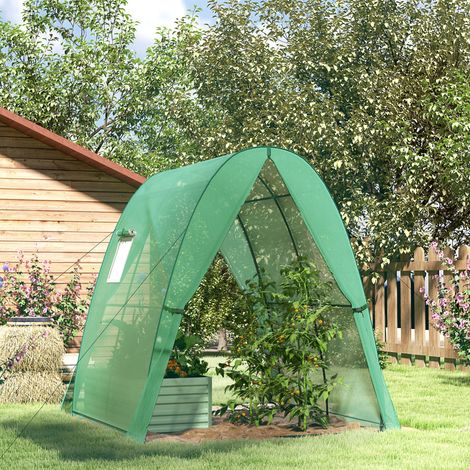 Serre rigide d'hiver 180x180x200 cm, abri de jardin avec porte coulissante et 2 fenêtres, acier résistant, pour balcon, potager, tomates, légumes, fleurs, plantes vertes