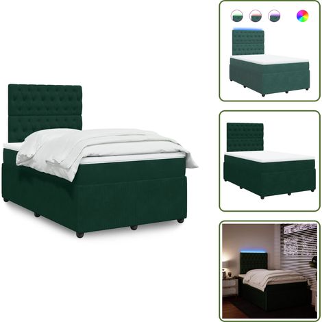 Testiera regolabile - vidaXL Giroletto a Molle con Materasso Verde Scuro 120x200 cm Velluto - Letto con materasso