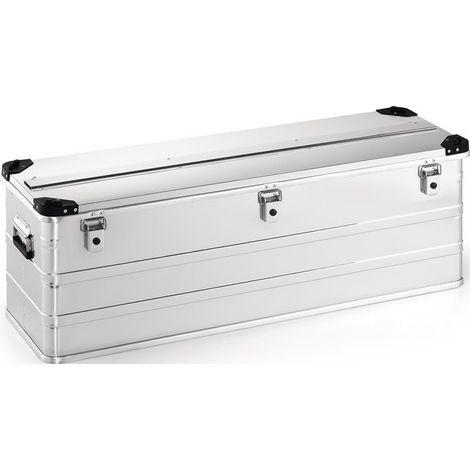 Cassetta in alluminio L1182xP385xH410mm 163l con chiusura a scatto e angoli impilabili
