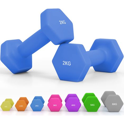 SPORTNOW Hexagonal Dumbbells Weights Pair 2 x 2kg-Blue (1/5)