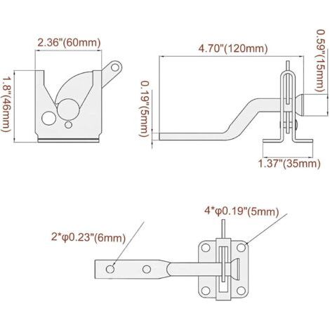 Verrou de Porte Automatique Noir, Serrure de Jardin Automatique, Verrou de Portail, Avec 6 Vis, pour Patio/Jardin/Porte- (1/4)