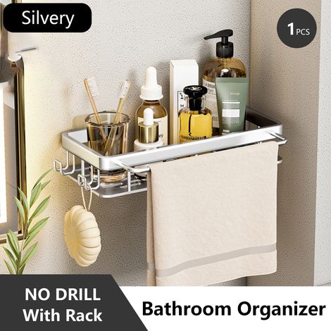 (argent-S) Étagère de rangement pour salle de bain en acier inoxydable antirouille, étagère de douche à ventouses, appareils de rangement ménagers (1/5)