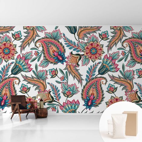 Papier peint avec colle pour décoration moderne de salon chambre à coucher cuisine et bureau Facile Motif oriental 416x254 cm (1/5)