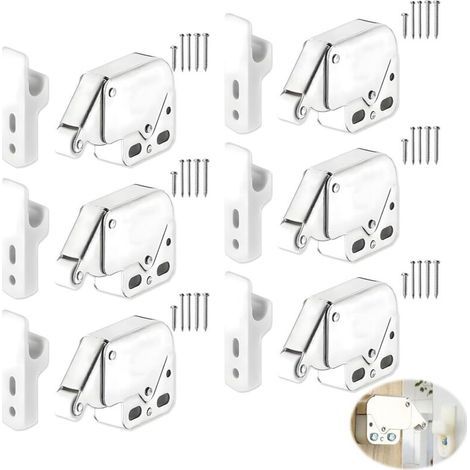 6 Pièces Loqueteaux À Ressort, Mini Latch avec Vis Latch Loqueteaux Loquets Tactiles Fermeture Porte Appuyez Pour Ouvrir Et Fermer Placard Faciles à Installer pour Meubles Armoires et Tiroirs (1/5)
