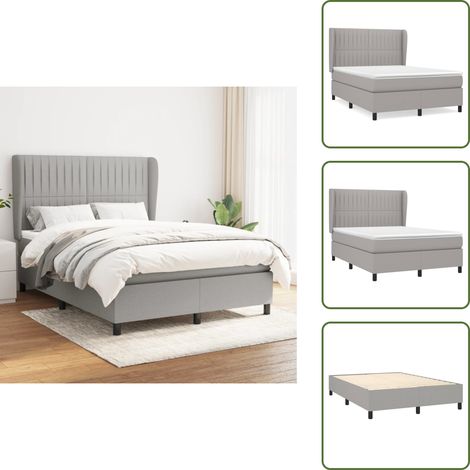Boxspringbett mit Matratze Hellgrau 140x200 cm Stoff - Boxspringbett - Doppelbett - Lattenrost - Bettsofa - Schlafsystem
