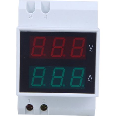 Voltmètre-ampèremètre numérique à LED sur rail DIN, 80-300 V CA, 0,2-99,9 A, double affichage