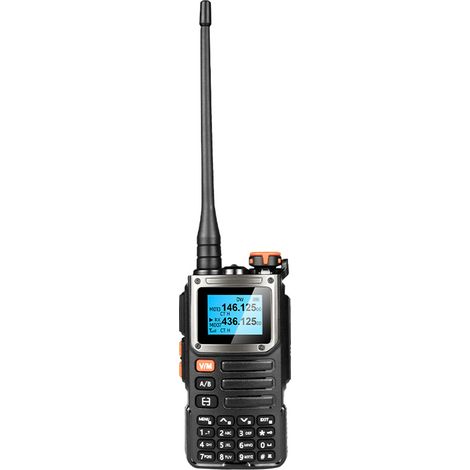 Talkie-walkie portable 5W, interphone VHF/UHF bibande, 999 canaux, réception AM/FM, fonction alarme, batterie 2200 mAh, écran LCD et lampe torche. (1/4)